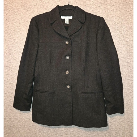Jones New York Jackets & Blazers - Jones New York Blazer Jacket Black 100% Wool Button Front Women's 8 Petite